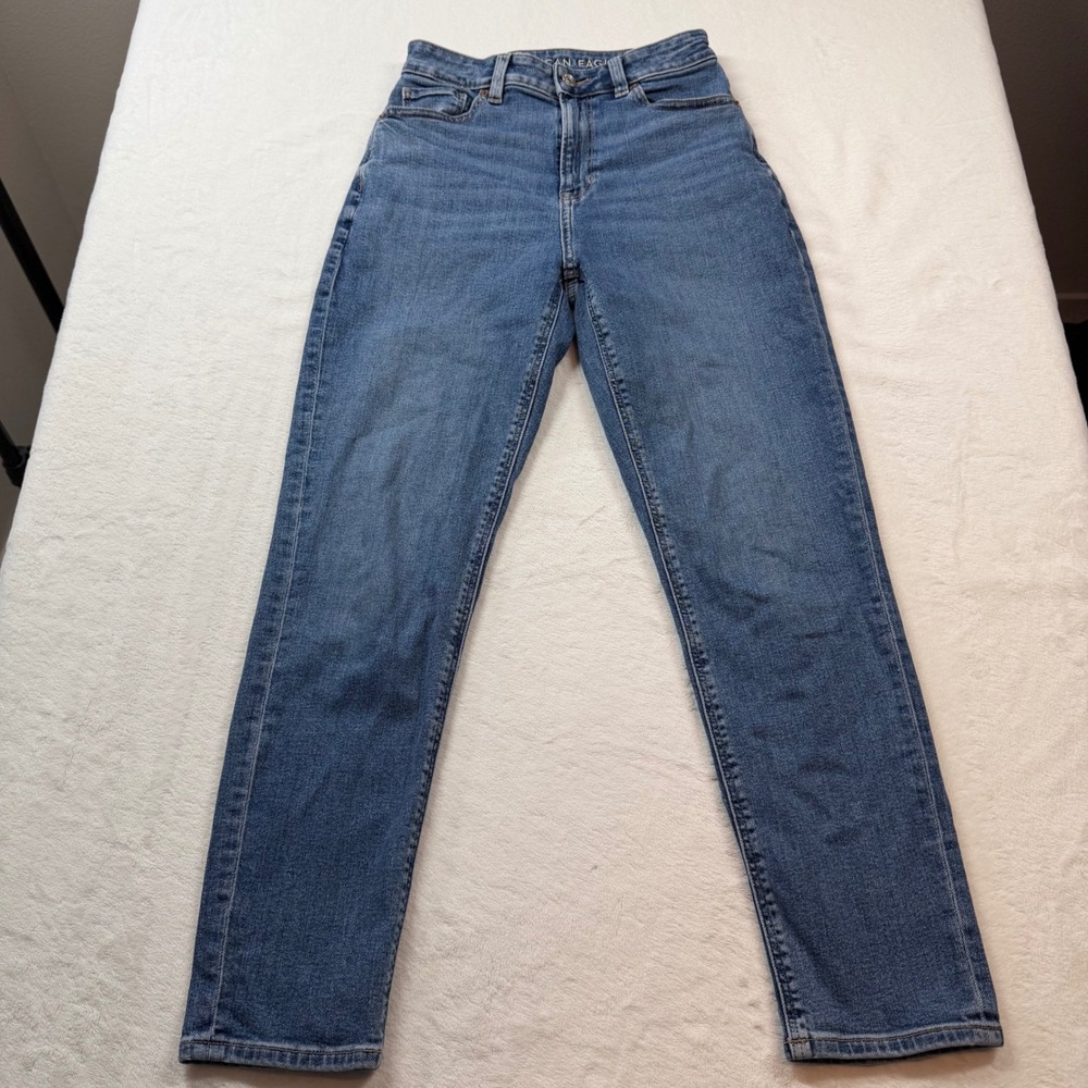 American Eagle Mom Jeans Womens 2 Blue Excellent High Rise‎ Stretch 9762096860
